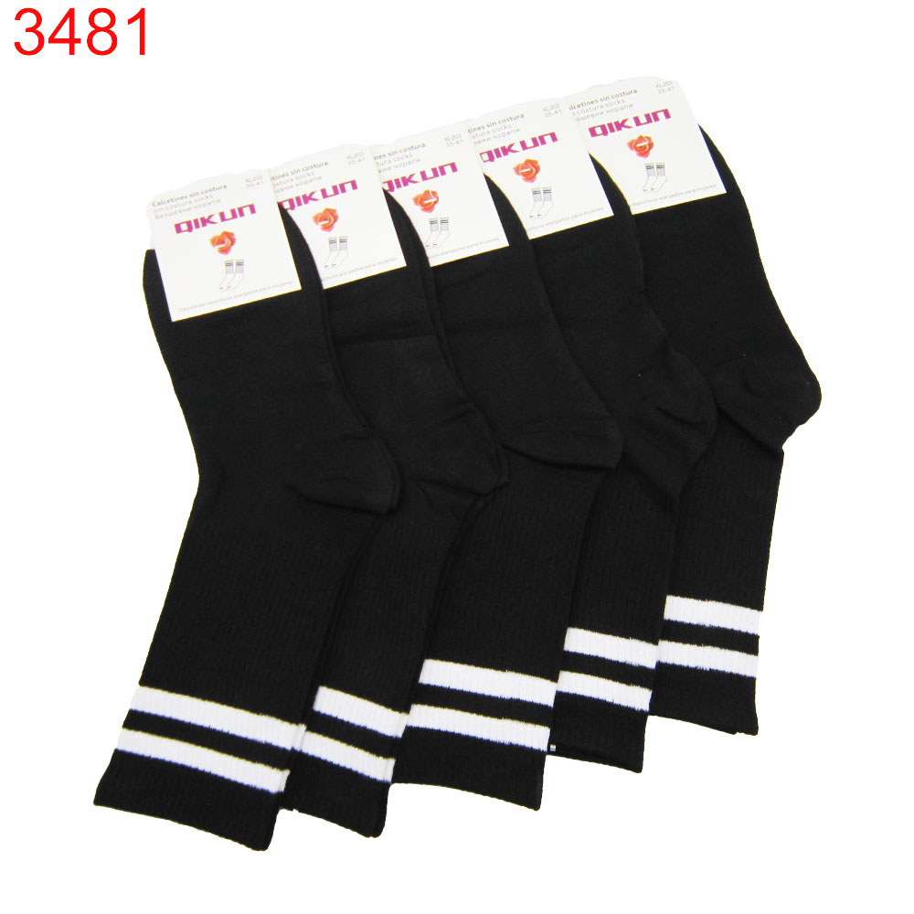 Чорап безшевен универсален Qiukun черен памук 35-41/ 10бр /0.77€бр