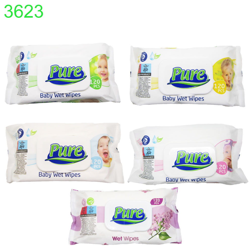 Мокри кърпи Pure Baby Soft Touch 120 бр  !!!!! ПРИ НАД 12 БРОЯ