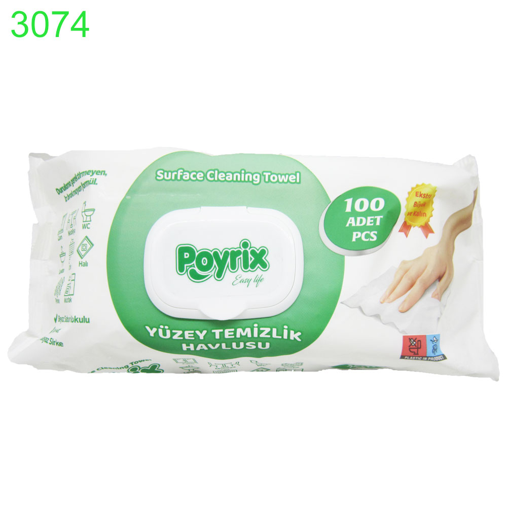 Хигиенизиращи ГОЛЕМИ мокри кърпи Poyrix 100 бр за почистване на повърхности !!! ПРИ НАД 12 БРОЯ