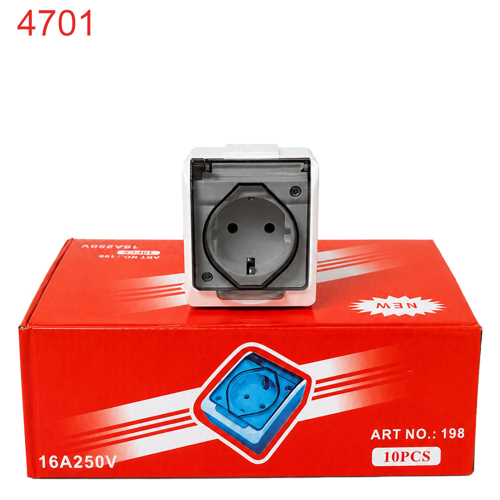 Външен електрически контакт единичен 16A 250V IP44 !!! ПРИ НАД 10 БРОЯ