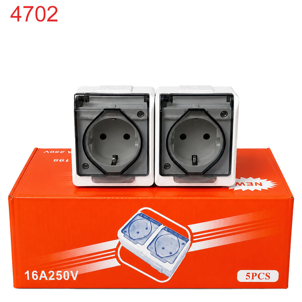 Външен електрически контакт двоен 16A 250V IP44 !!! ПРИ НАД 5 БРОЯ